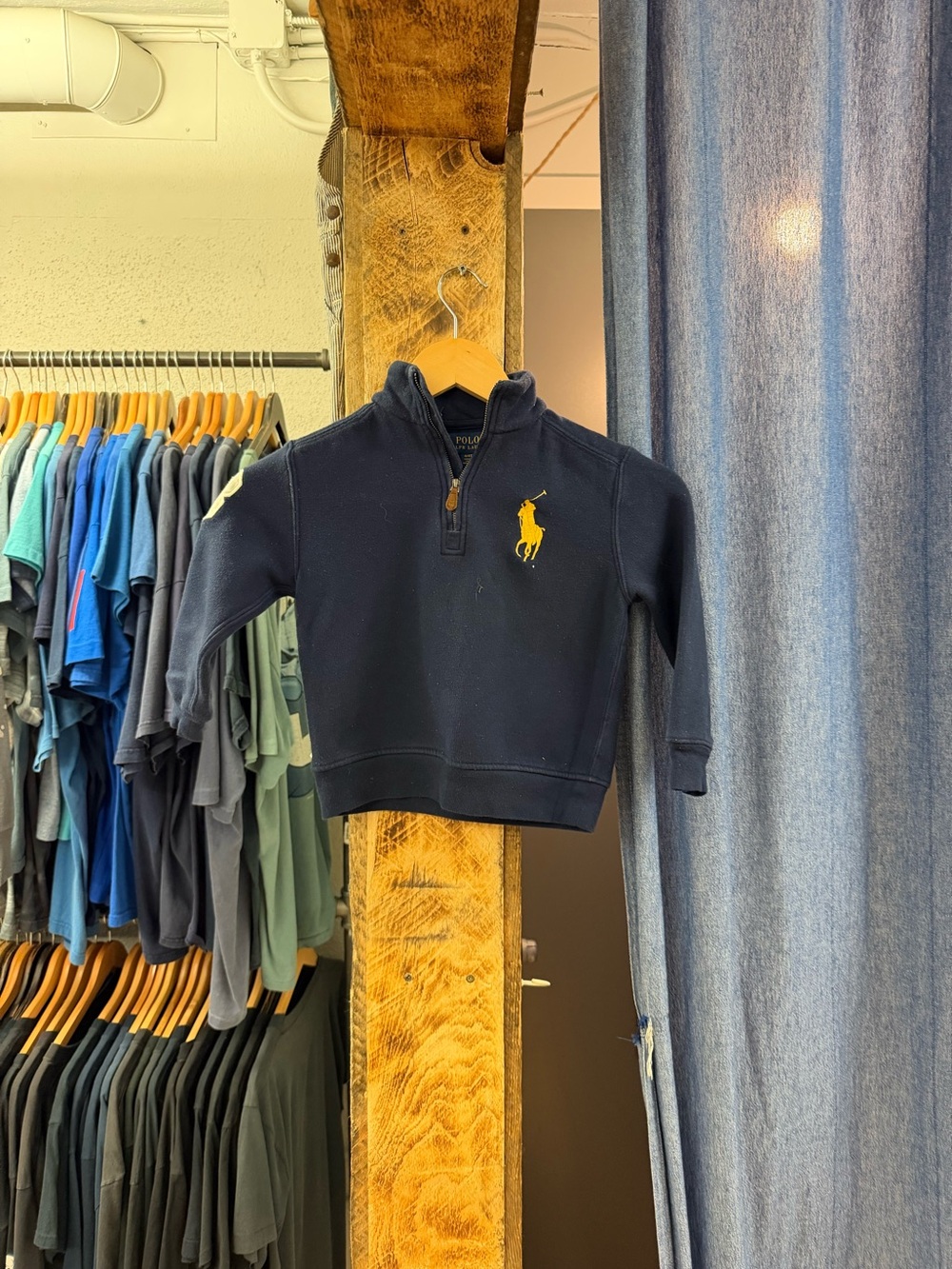 Vintage kids polo navy quarter zip